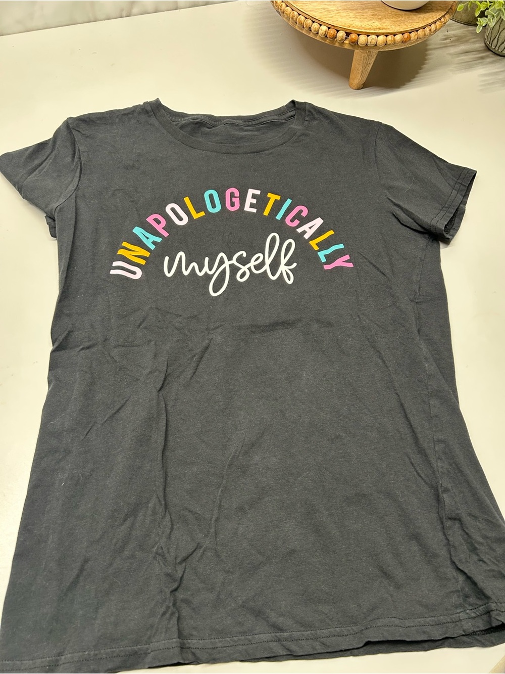Unapologetically Myself Graphic Tee - Black with Multicolor Lettering